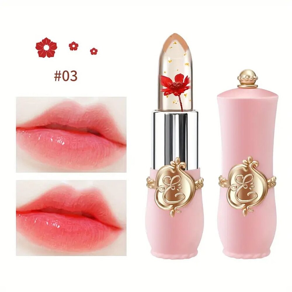 Minfei Waterproof Flower Jelly Crystal Color Changing Moistening Lipstick #03